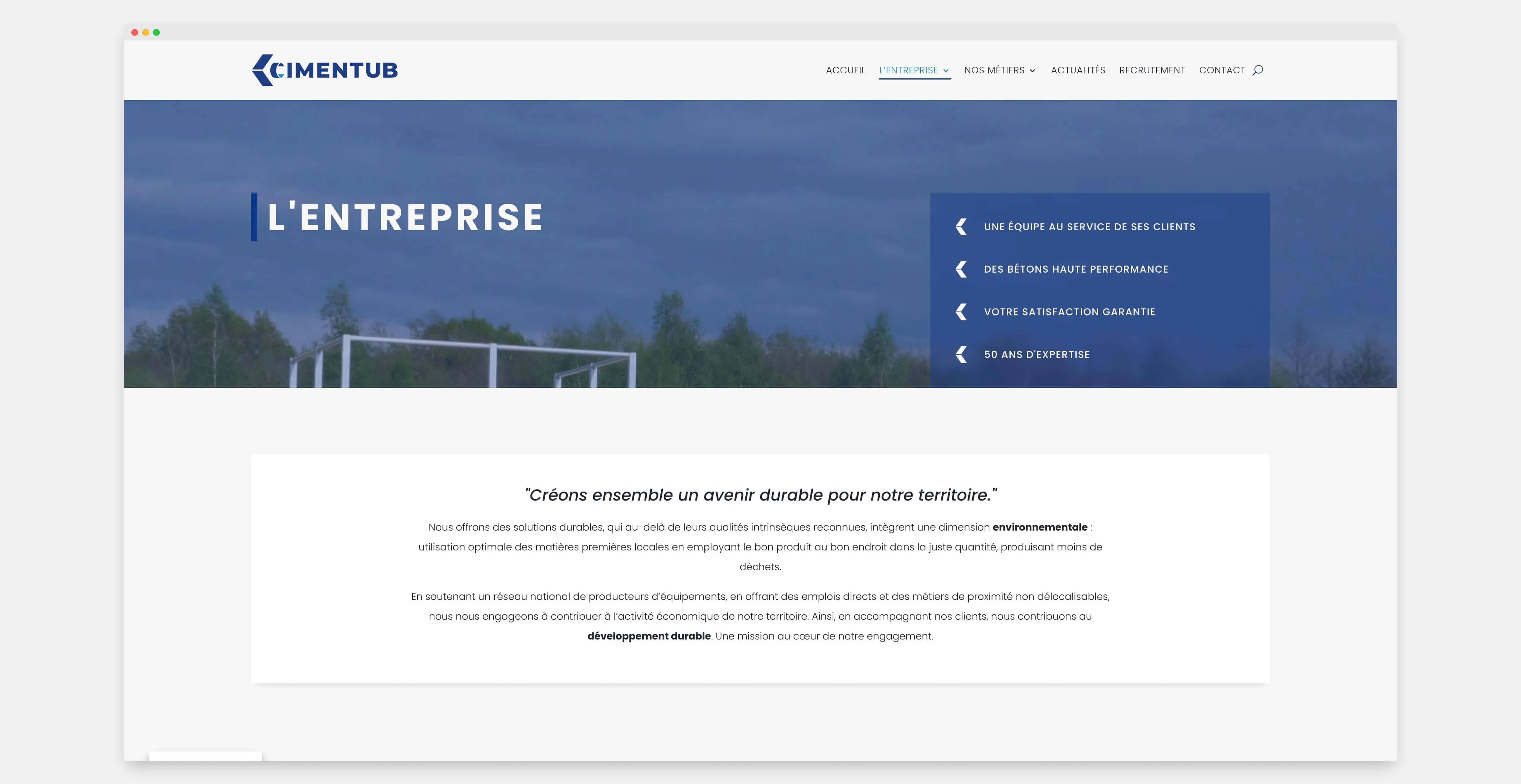Page entreprise