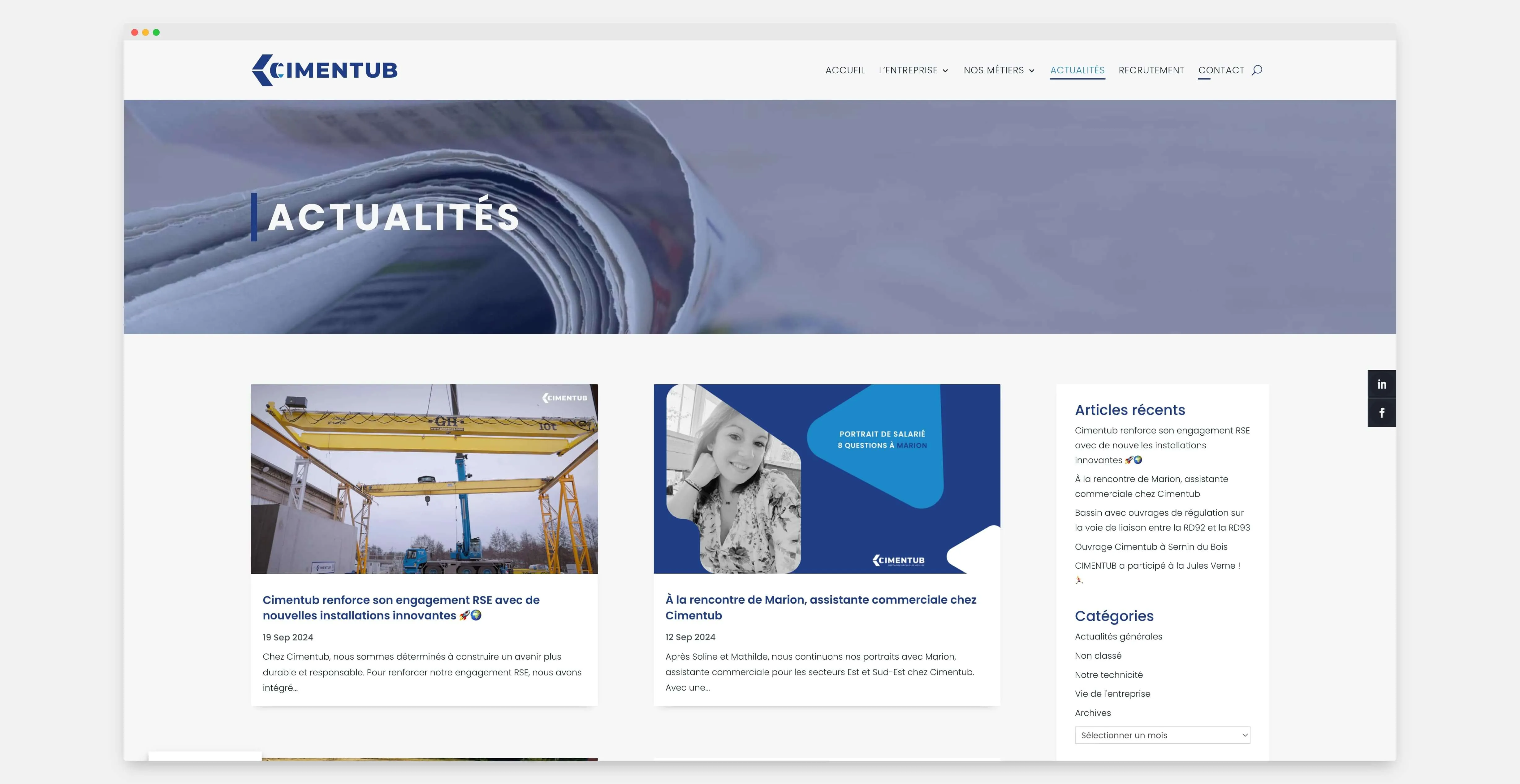 Page actualités