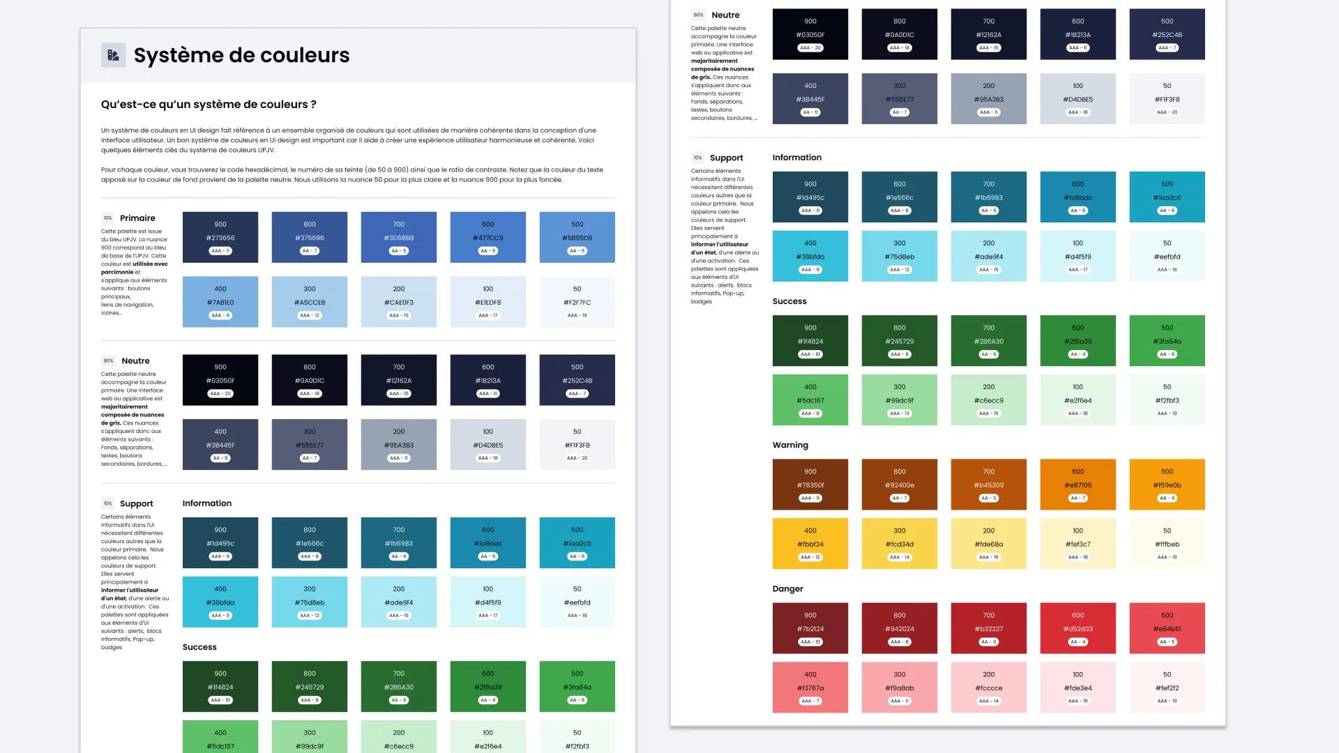 Le système de couleurs du Design System de l'UPJV